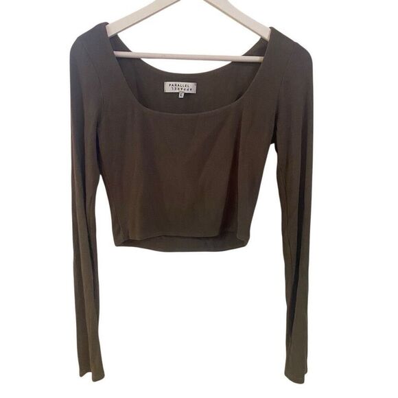 Parallel apparel large long sleeve brown crop top - Picture 2 of 4